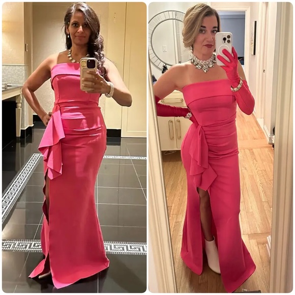 ELLIATT Across gown pink Elegant Pink Strapless Evening Dress XL - Picture 3 of 15